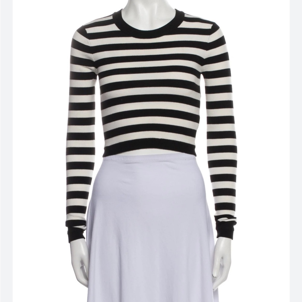 Milly Women’s Sweater Striped Black and White Back Zip Pullover M